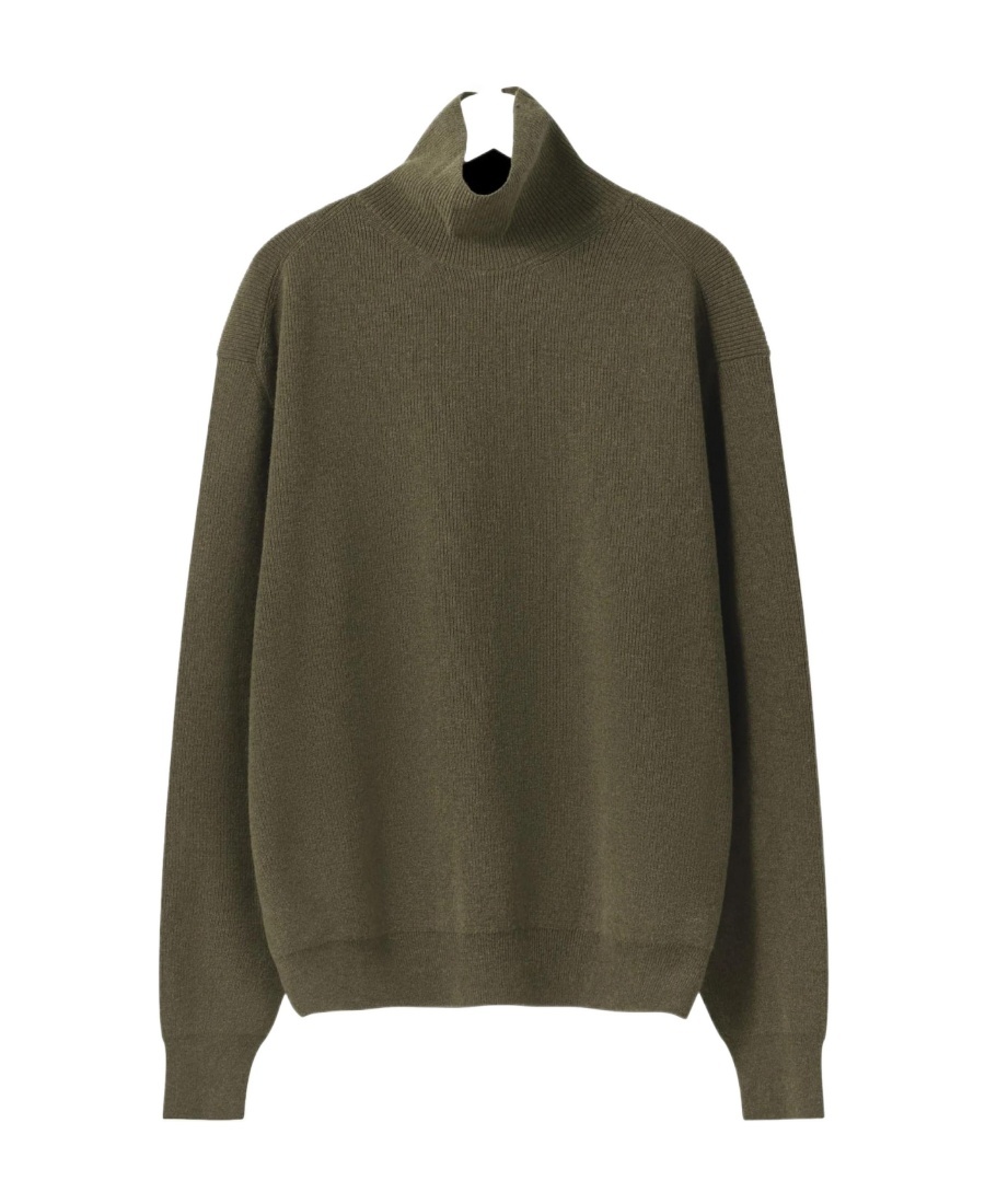 Lemaire High-necked Long-sleeved Wool Sweater In Green