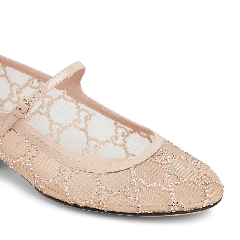 Gucci Women's Gg Crystal Ballet Flat In Pink