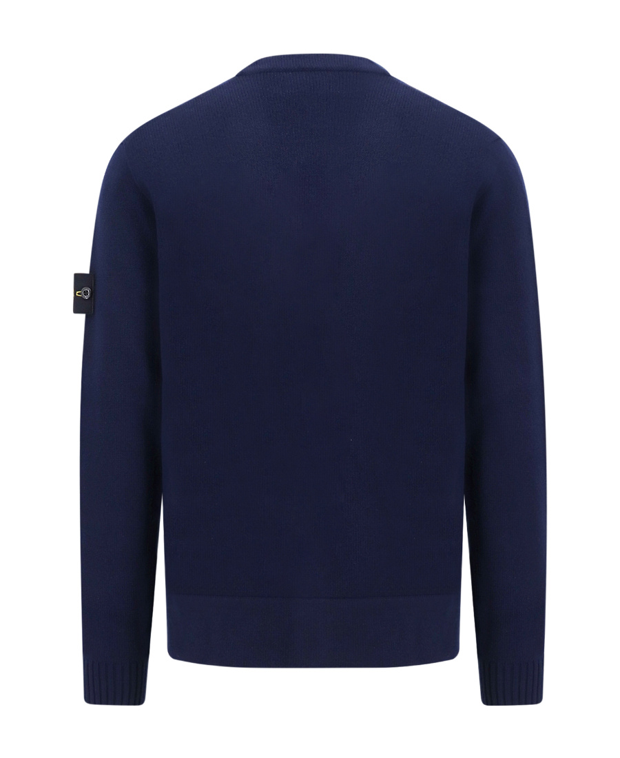 Stone Island V-neck Long-sleeved Cardigan In Blue