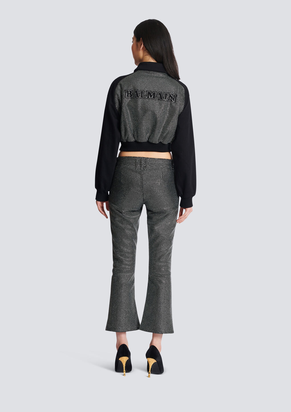 Balmain Crystal Decorated Casual Jacket In Black