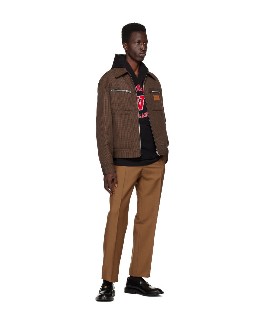 Versace Wool Check-pattern Shirt Jacket In Brown