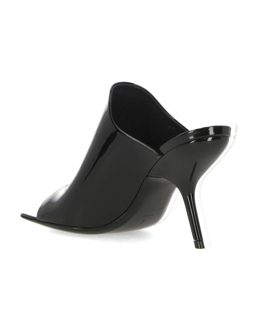Ferragamo Era Peep Toe Slide Sandal In Black