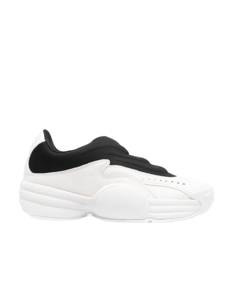 Alexander Wang Hoop Pebble-texture Leather Sneakers In White