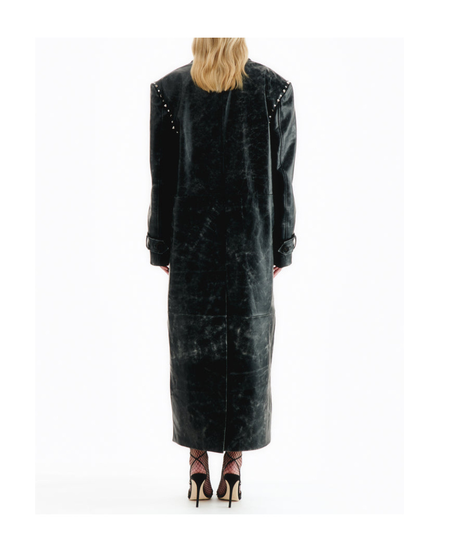 Alessandra Rich Large Profile Spiked Coat In Black