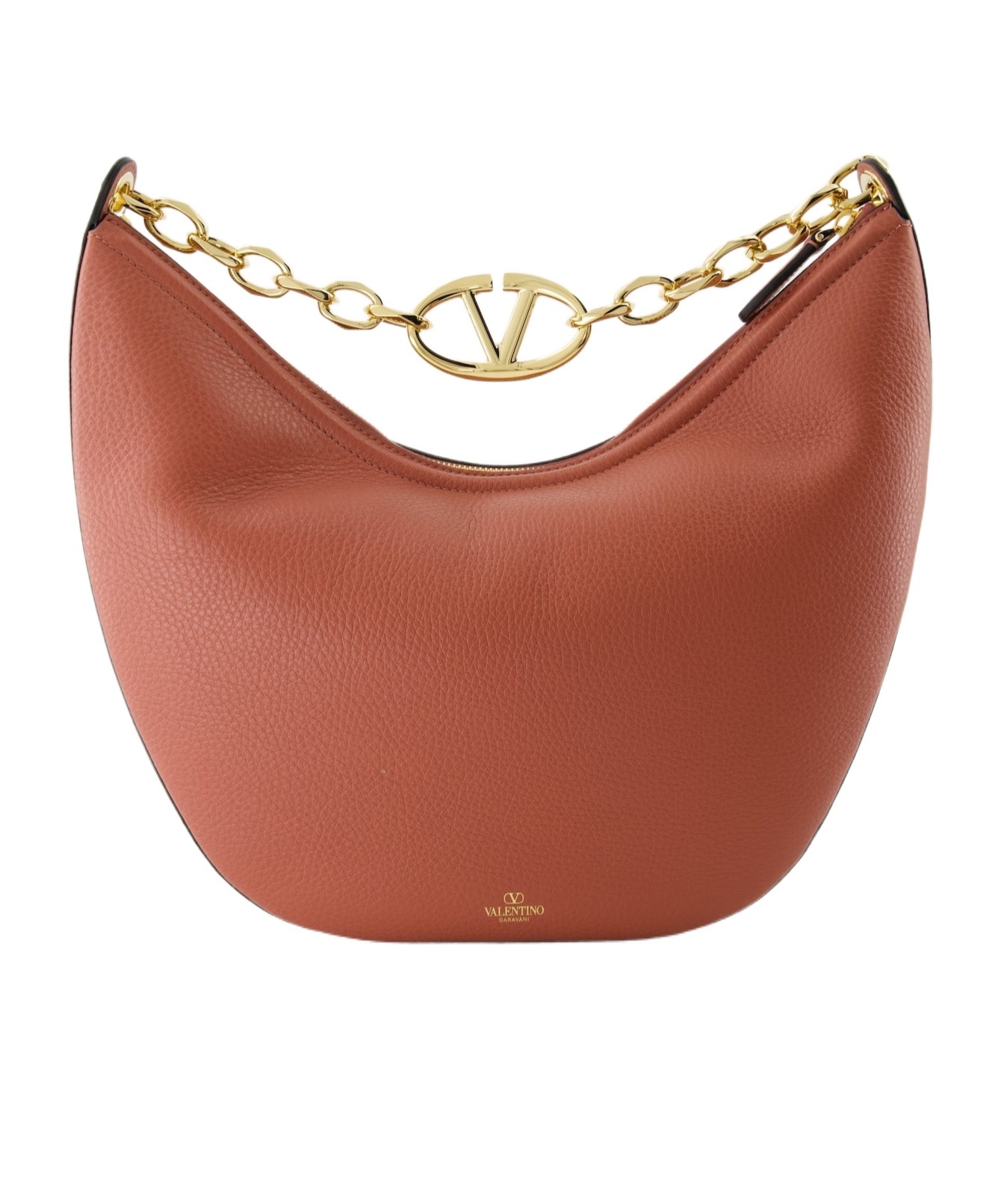 Valentino Garavani Medium Vlogo Moon Leather Hobo Bag In Brown