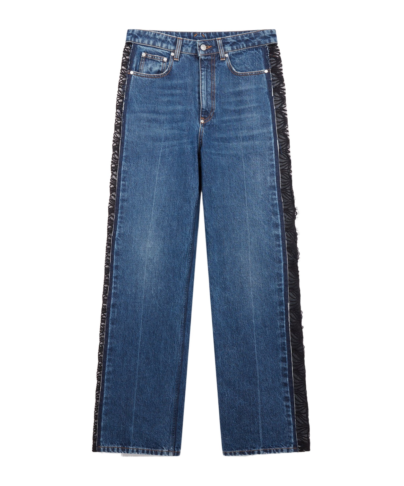 Stella Mccartney Womens Blue Vintage Denim Faded-wash Straight-leg High-rise Jeans In Blue