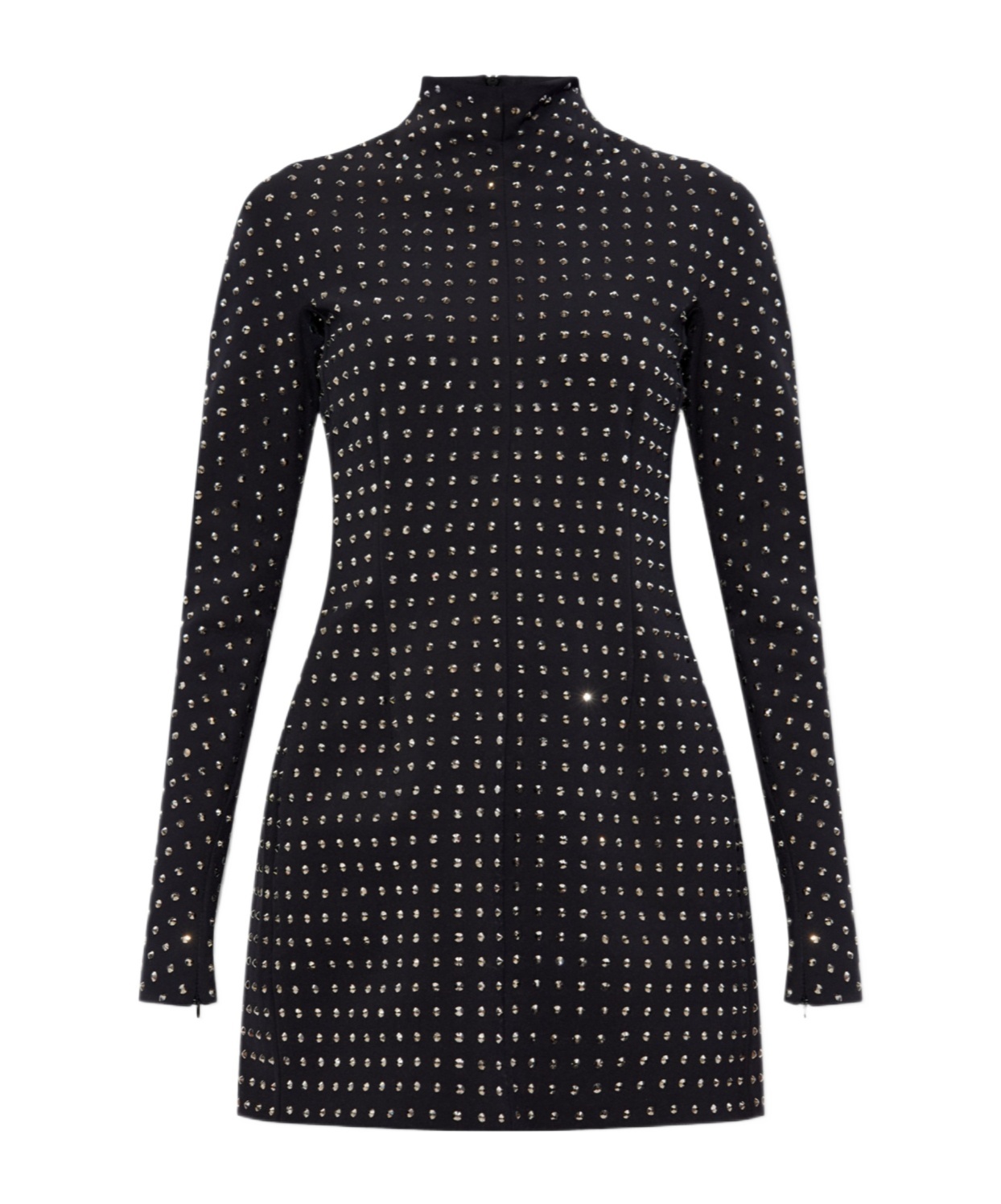 Sportmax Rhinestone-embellished Jersey Minidress In Black