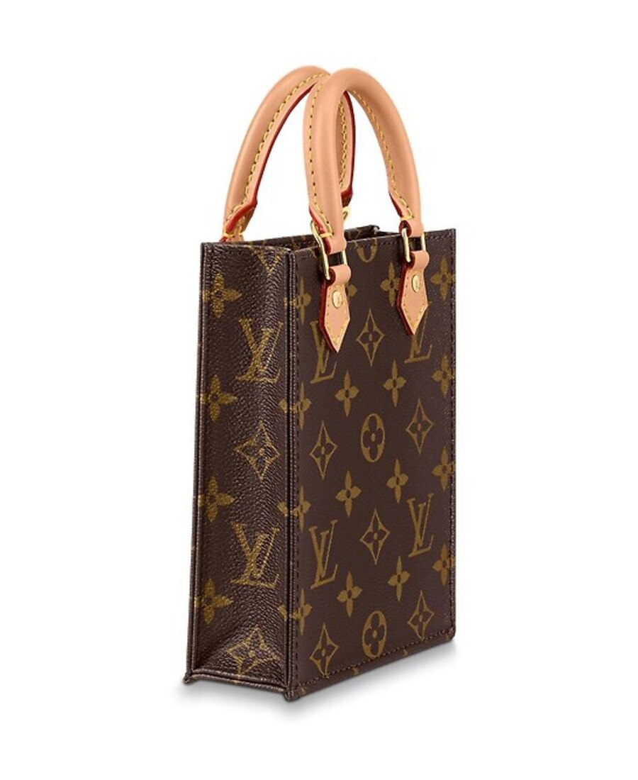 Pre-owned Louis Vuitton Petit Sac Plat Mini Tote Vertical Music Bag And Shoulder Bag In Brown