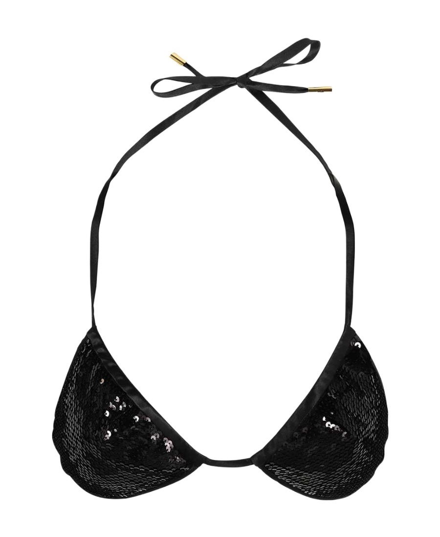 Tom Ford Sequin-embellished Triangle Bikini Top In Black