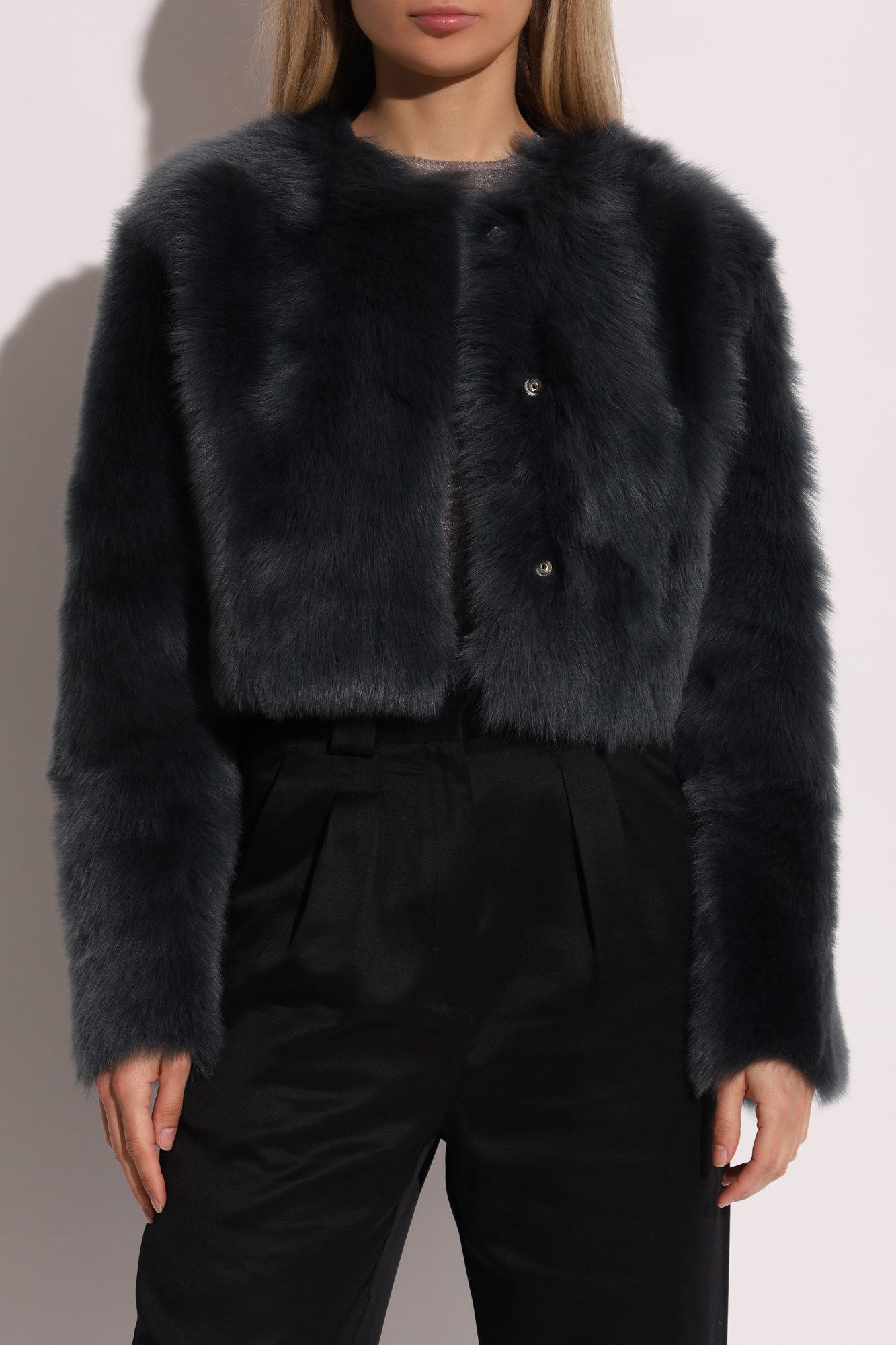 Iro Sheepskin Cropped Jacket In Black