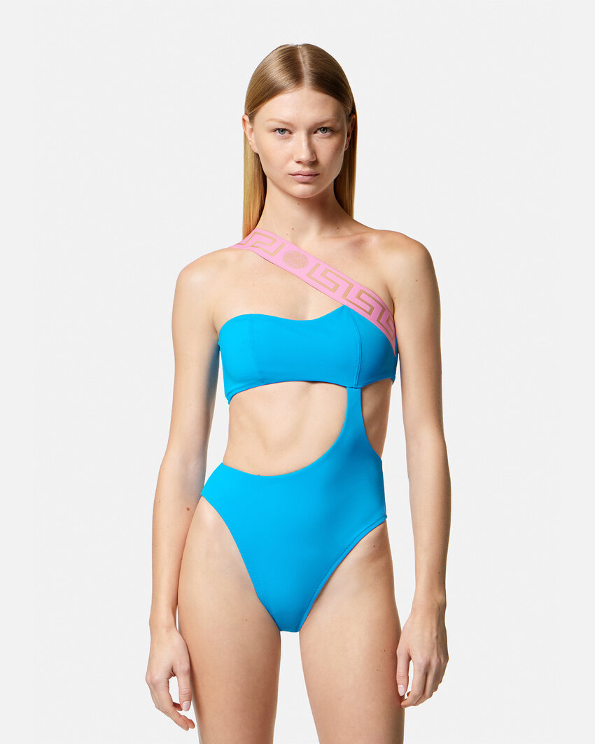 VERSACE VERSACE GRECA CUT OUT DETAILED SWIMSUIT 