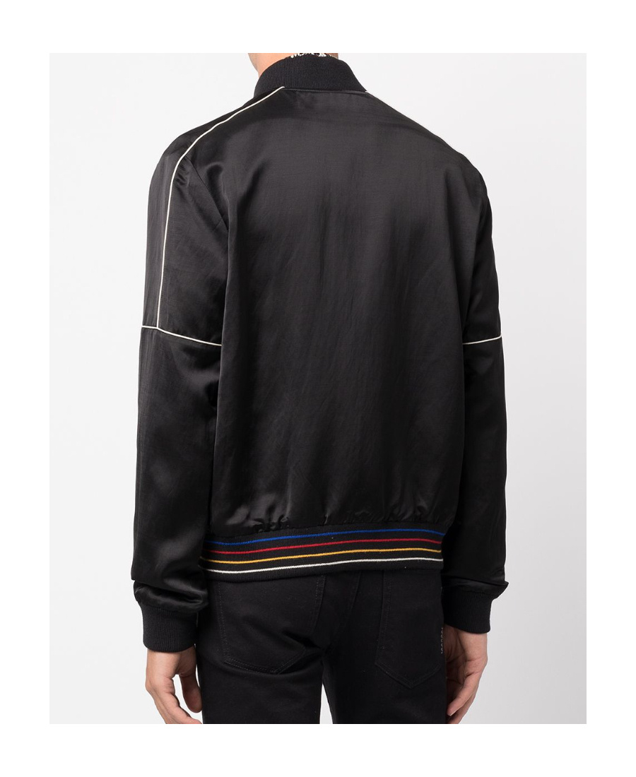 Saint Laurent Logo-patch Bomber Jacket In Black
