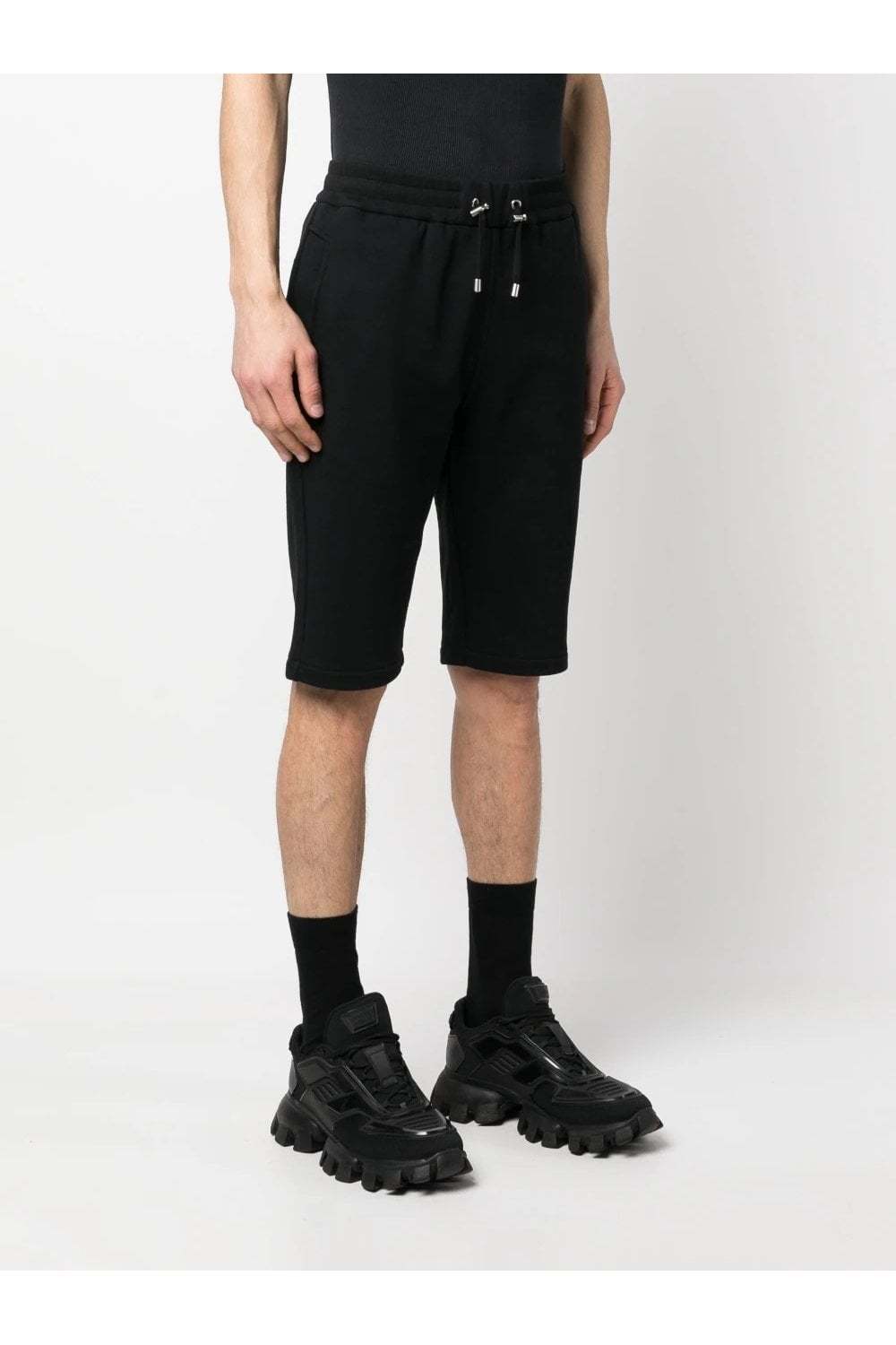 BALMAIN DRAWSTRING COTTON TRACK SHORTS