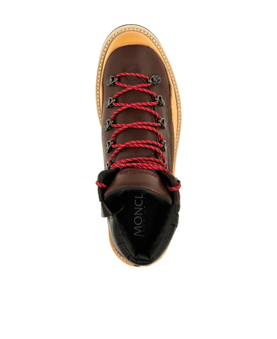 Moncler Peka Trek Leather Hiking Boots In Red