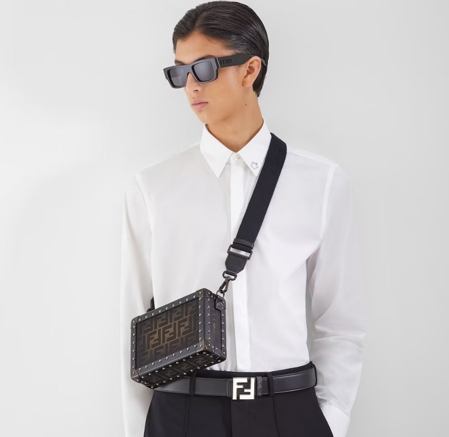 FENDI BROWN FF FABRIC SUITCASE