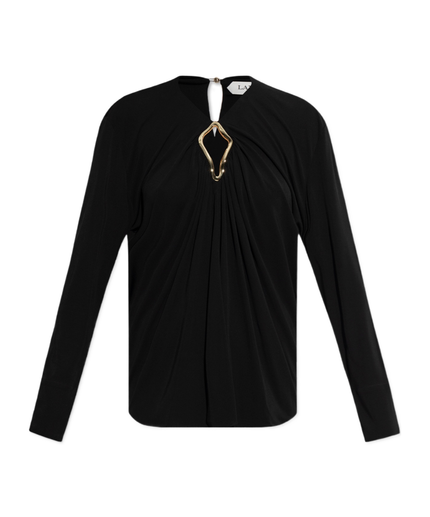 Lanvin Draped Long-sleeved Blouse In Black
