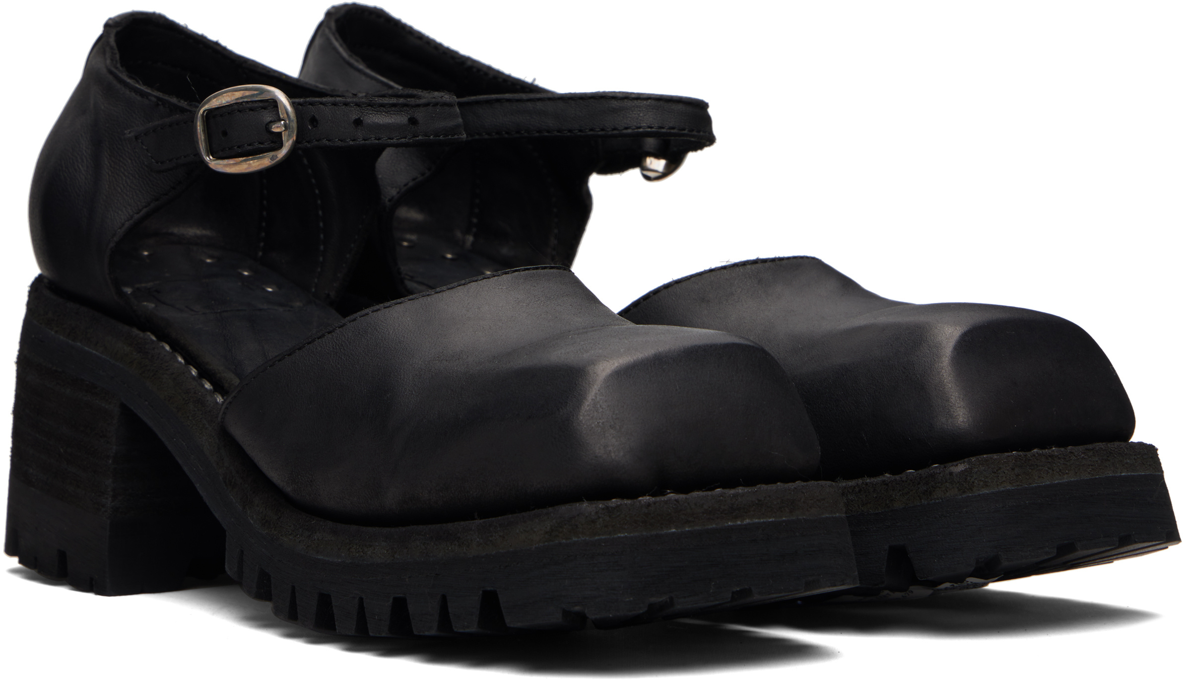 Guidi Soft Horse Mary Jane Loafers In Black