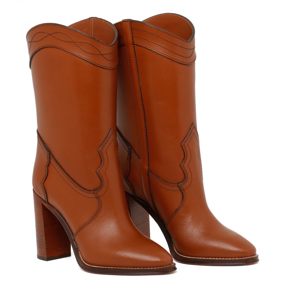 Saint Laurent Kate And Ankle Boots In Brown
