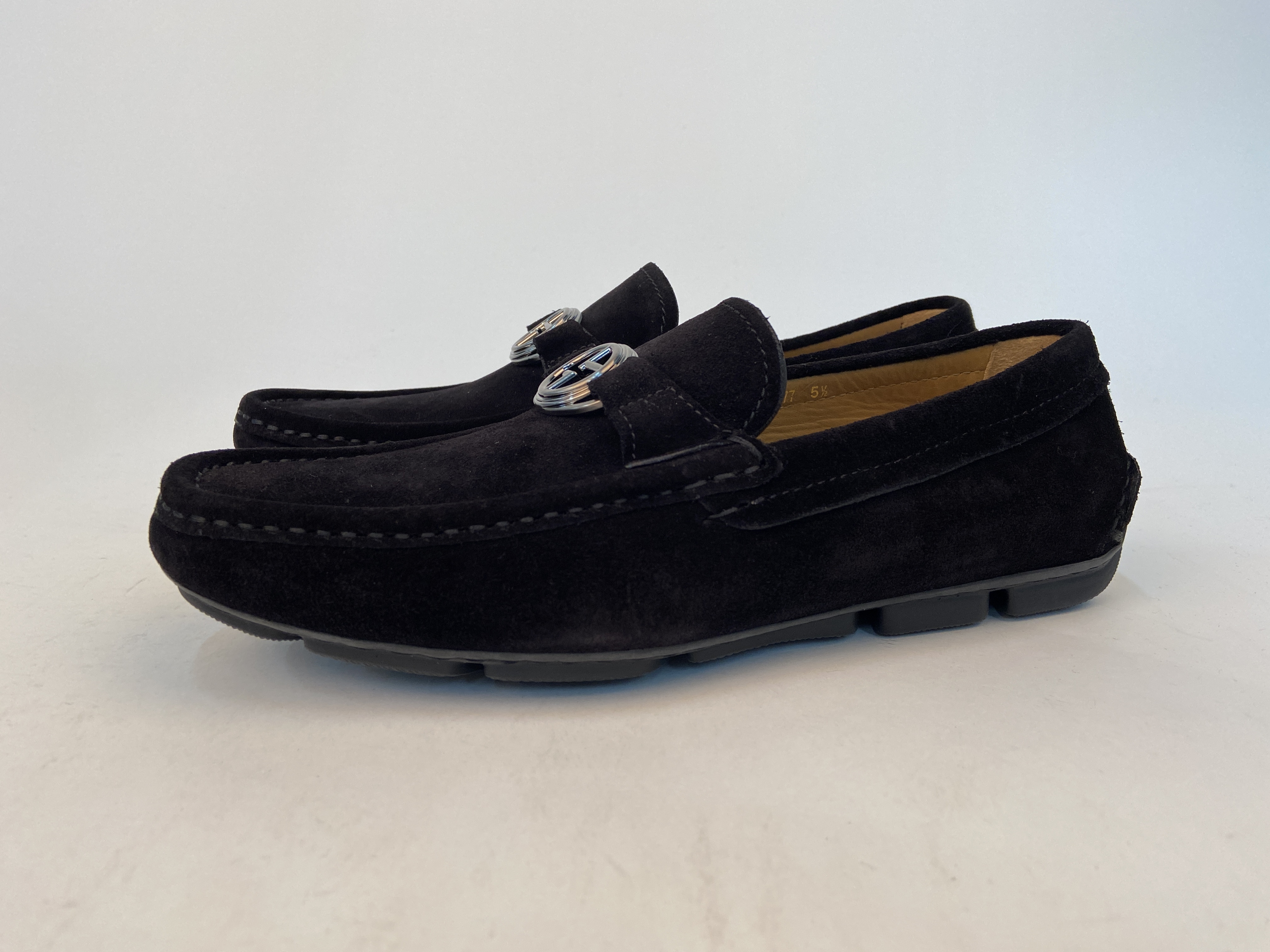 Giorgio Armani Buckle Business Casual Shoes In Black