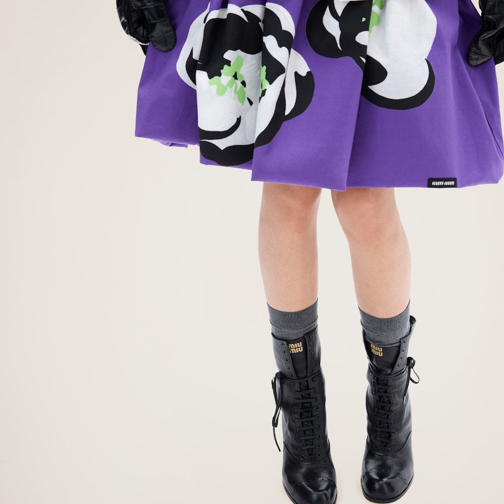 Miu Miu Laced-up Leather Stiletto Boots In Black