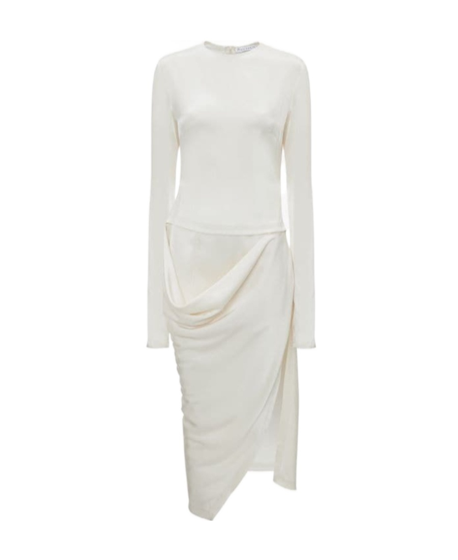 Jw Anderson Asymmetric Draped Dress In White