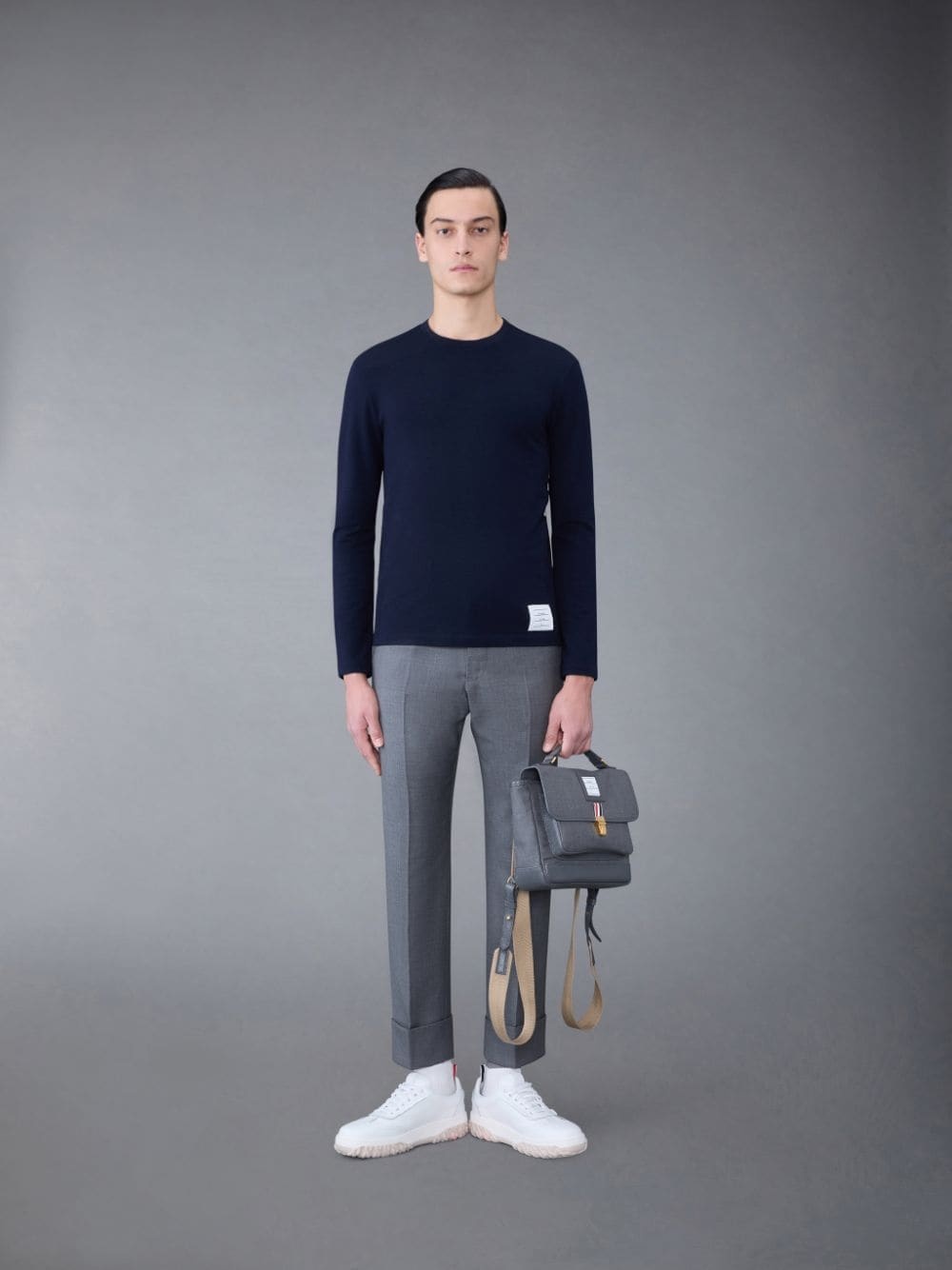 Thom Browne Oversized Cotton Long Sleeve T-shirt In Black