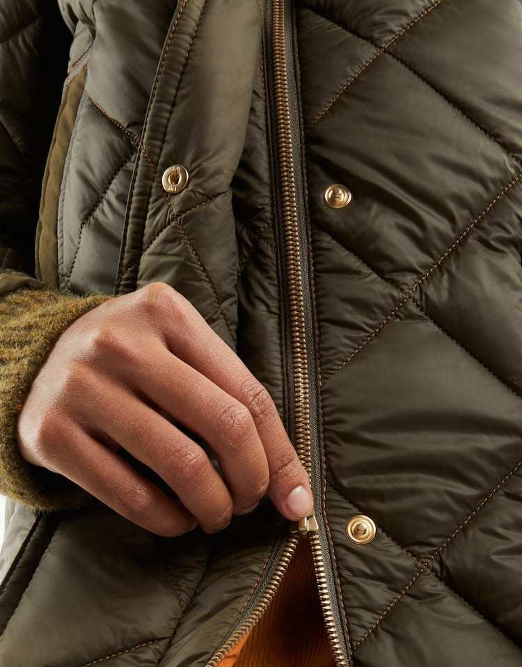 Fay Quilted Hooded Parka Jacket In Green