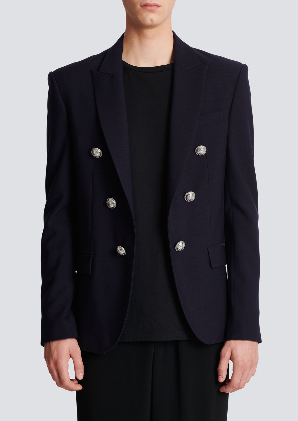 Shop Balmain Embossed-button Detail Blazer In Black