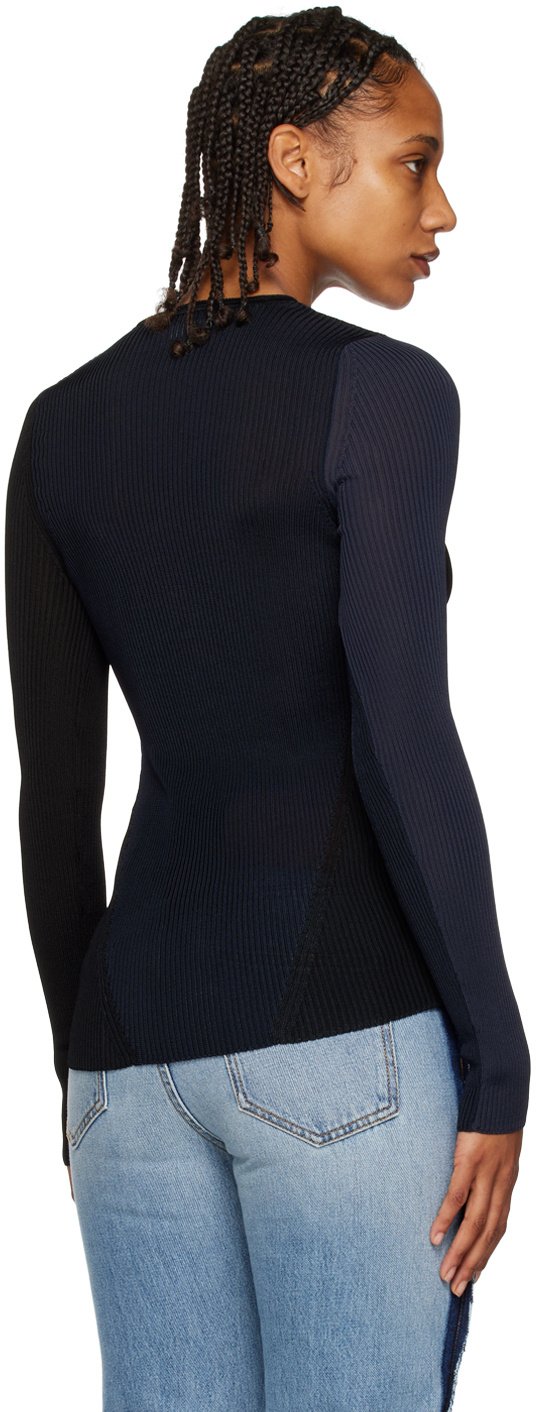 VICTORIA BECKHAM SPIRAL RIBBED-KNIT TOP