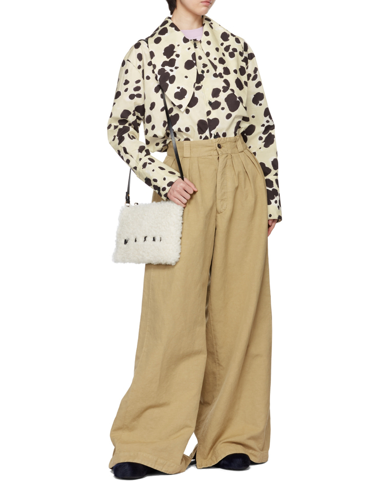 Marni Lamb Fur Cross-body Bag In White