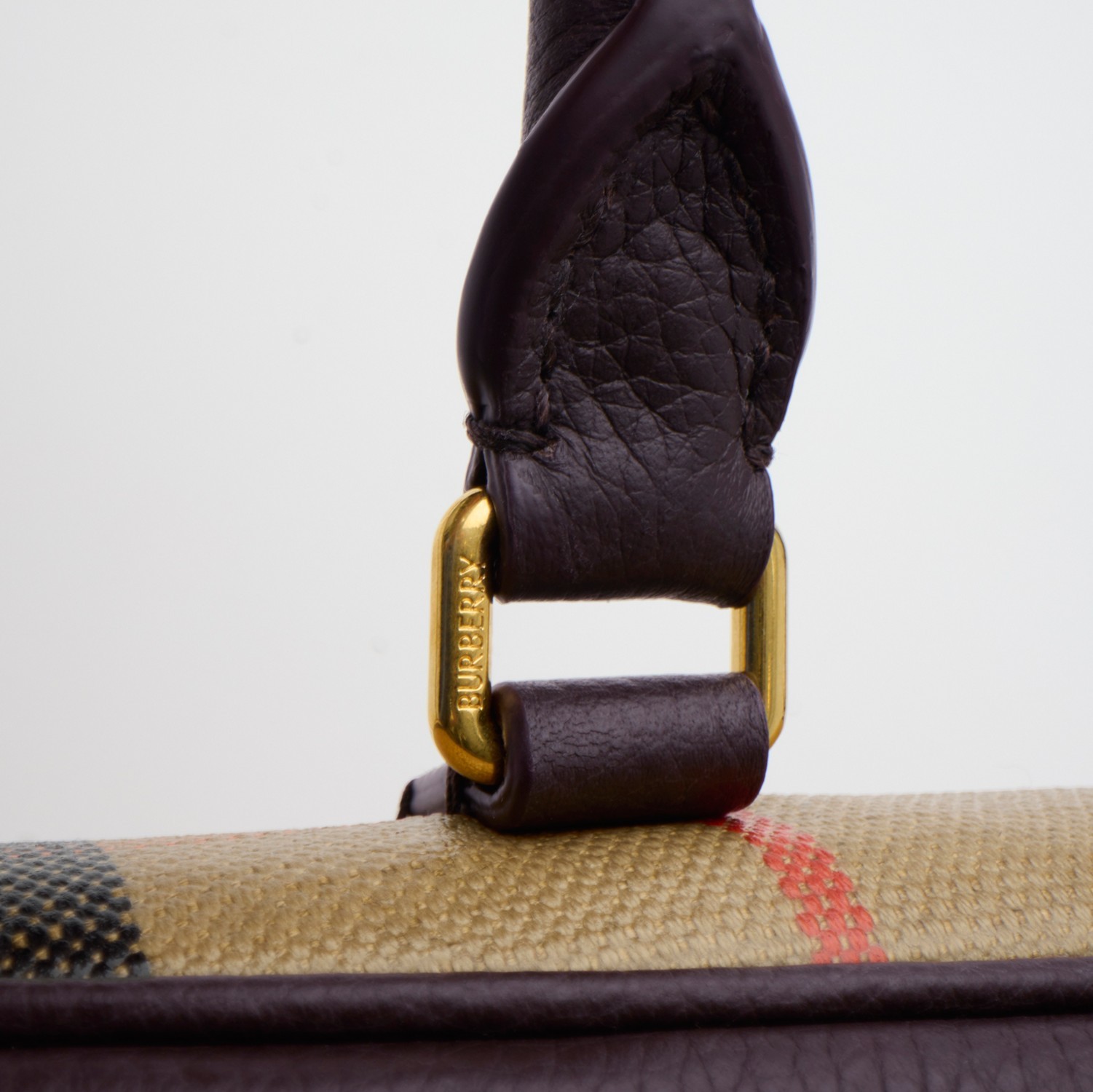 Burberry Highland Beige Handbag With Ekd Patch On The Front And All-over Check Motif In Cotton Blend Woman In Neutral