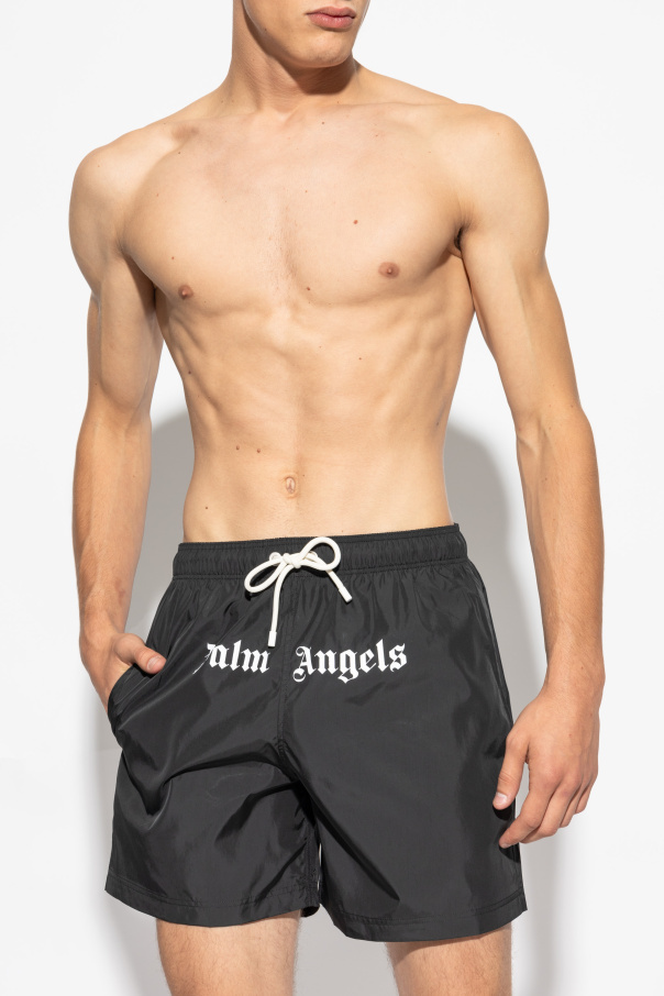 Palm Angels Logo Swim Shorts In Black