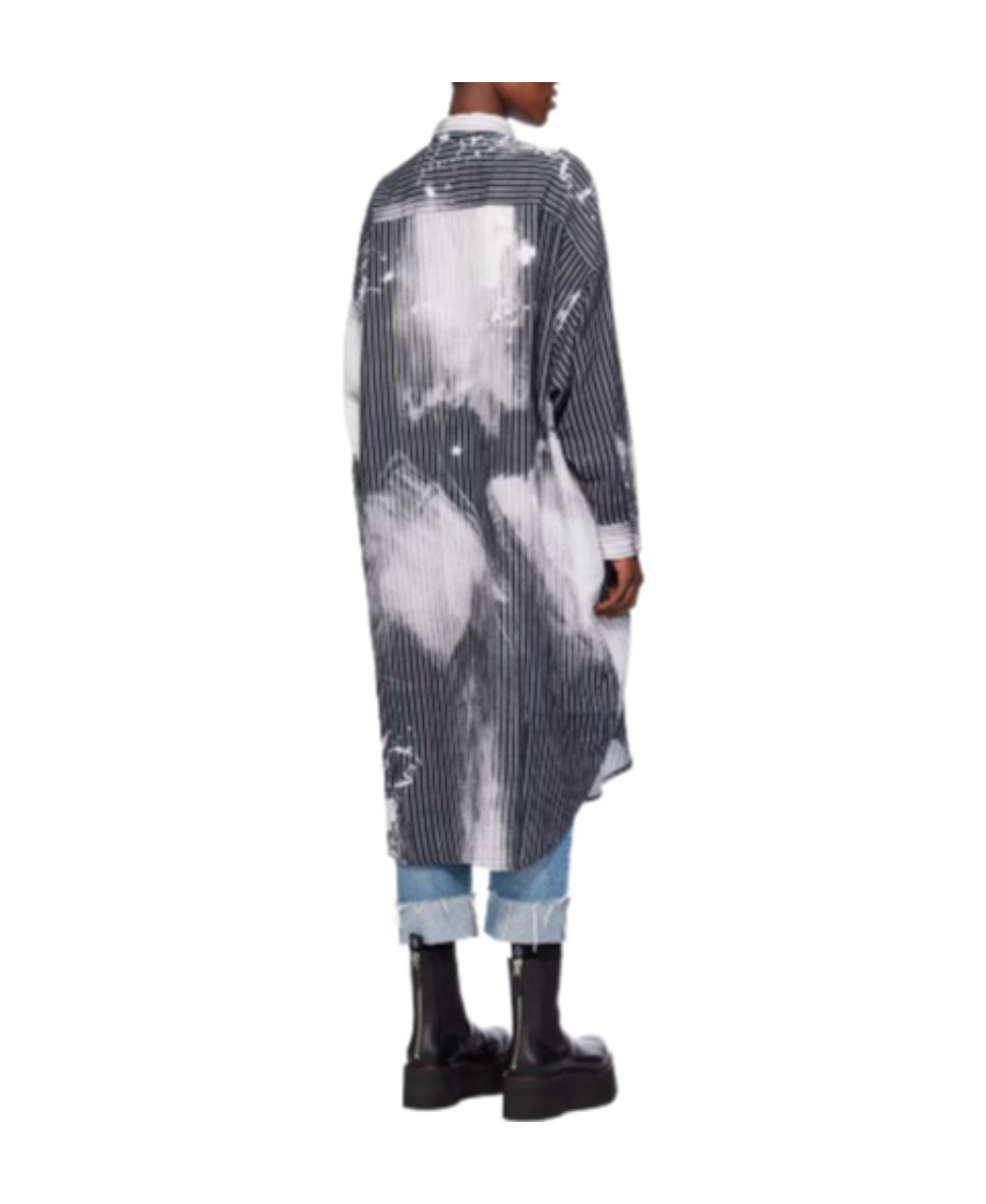 R13 Black & Gray Striped Maxi Dress In Gray