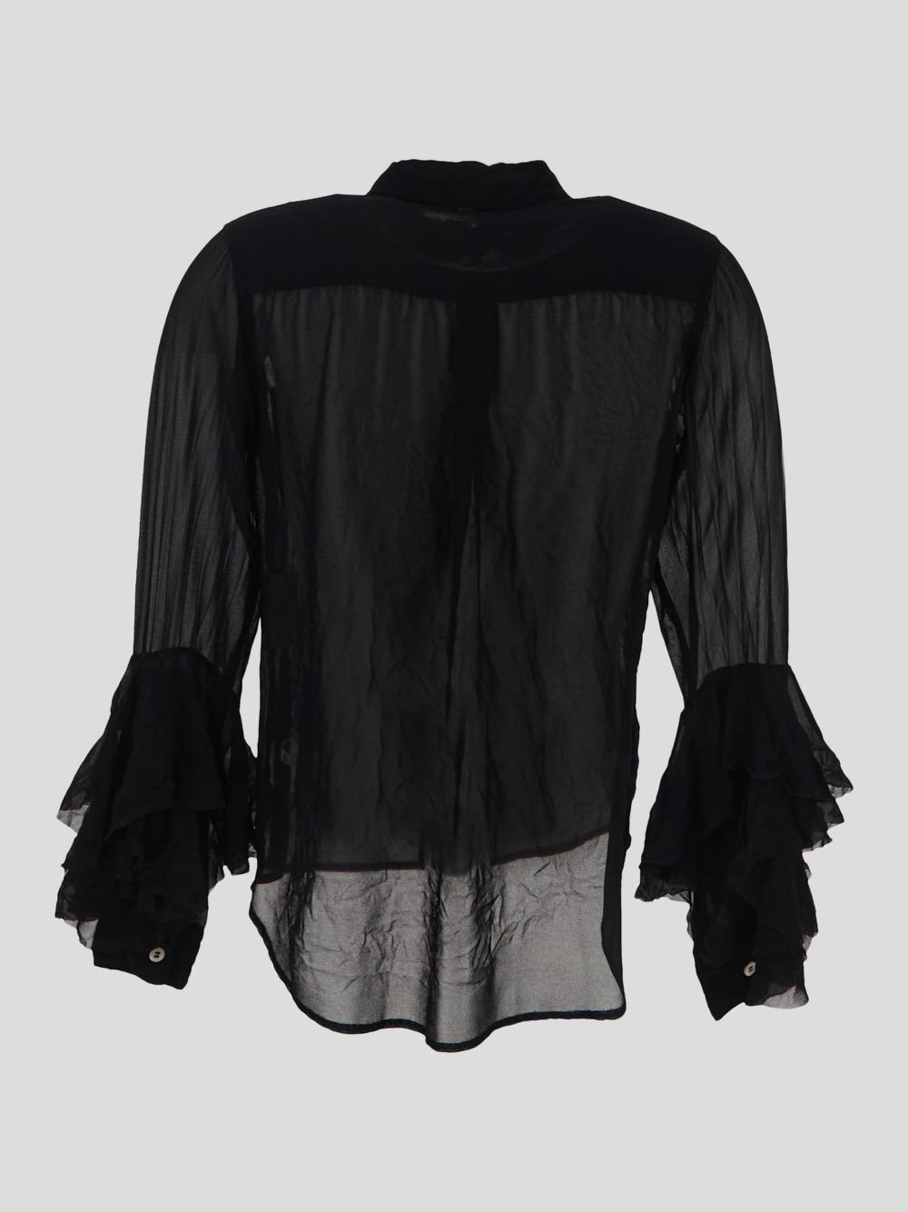 COMME DES GARÇONS RUFFLE-DETAILED SEMI-SHEER SHIRT
