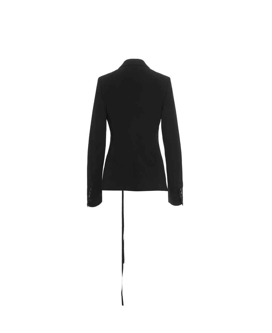 Ann Demeulemeester Lapel-tie One-button Blazer In Black