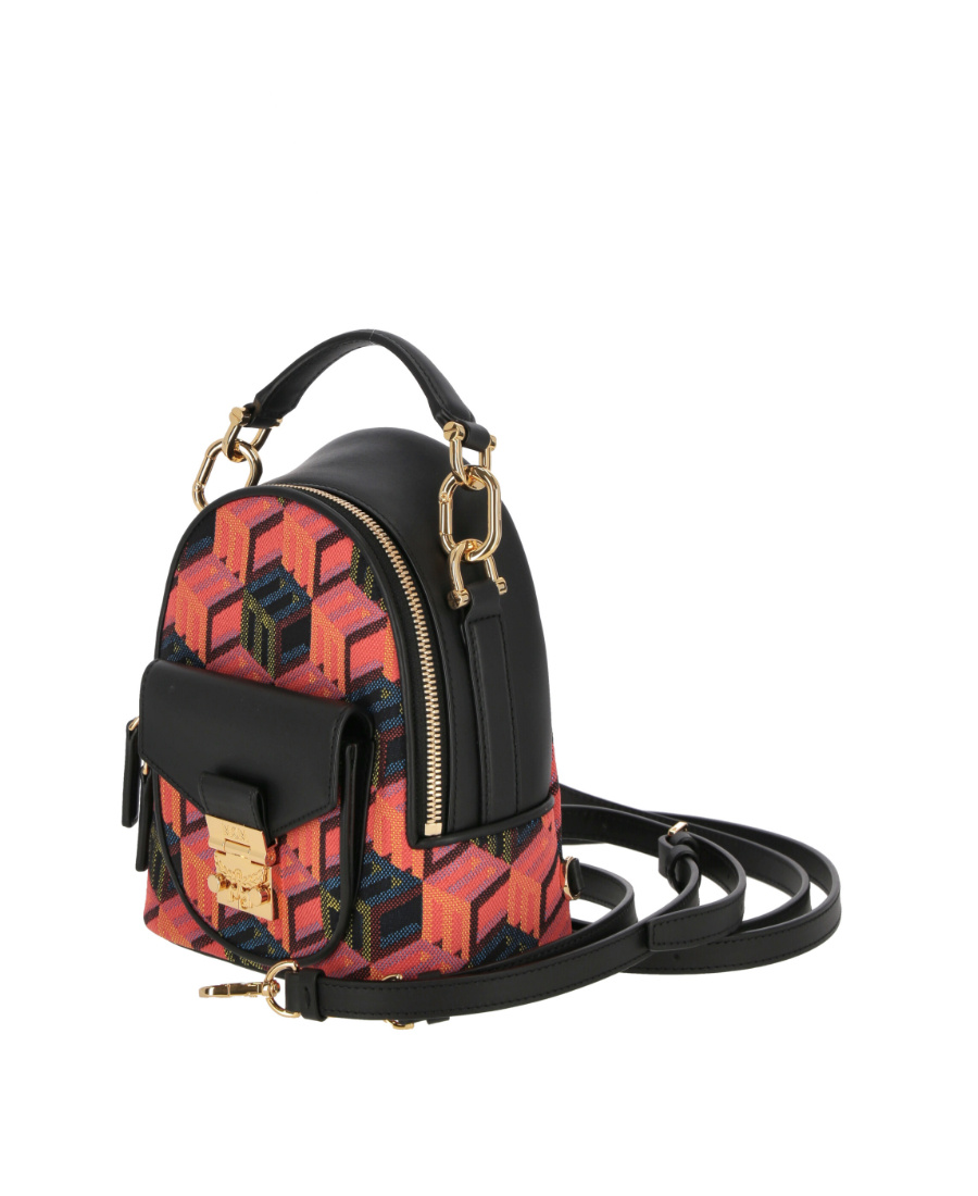 Mcm Patricia Cubic Monogram Jacquard Backpack In Black