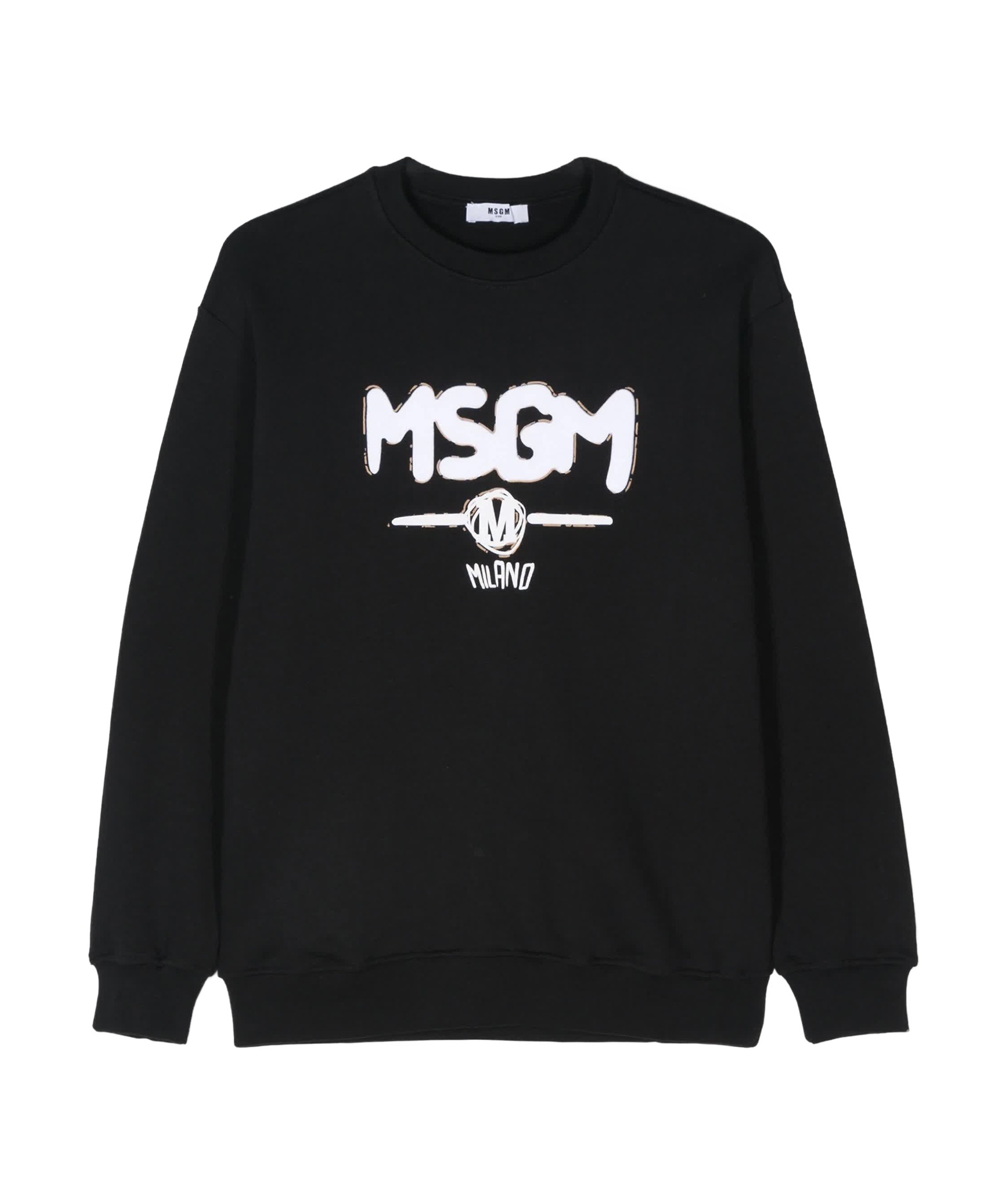 Msgm Logo-print Cotton Sweatshirt In Black