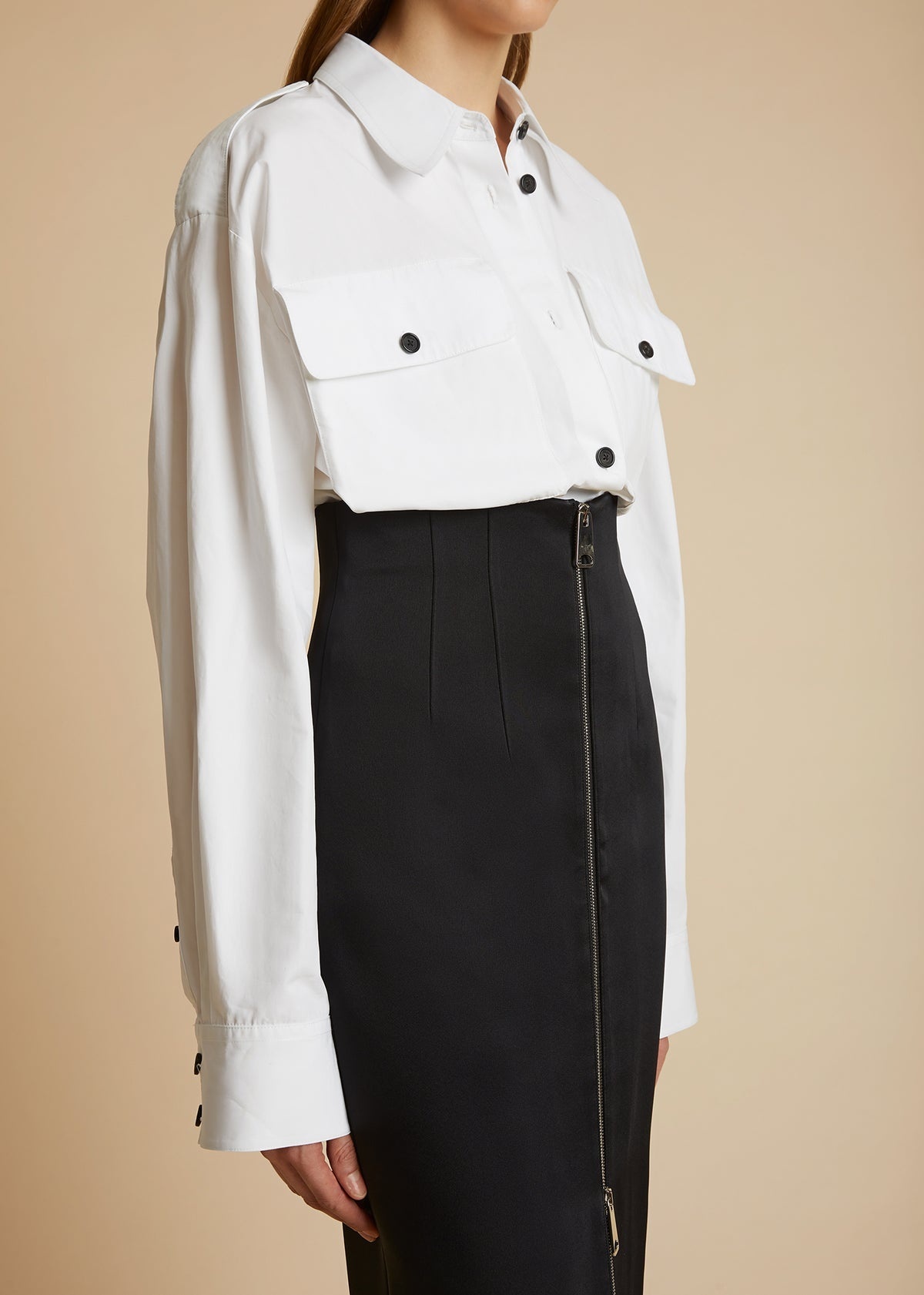 Khaite Button-up Cotton Overshirt In Black