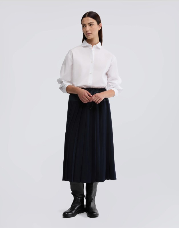 Aspesi Pleated A-line Mid-length Skirt In Blue