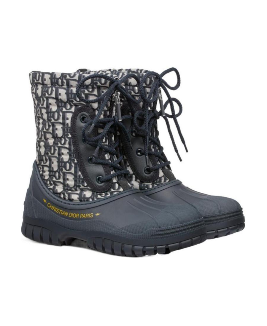 Dior Logo Lace Up Boots In Black