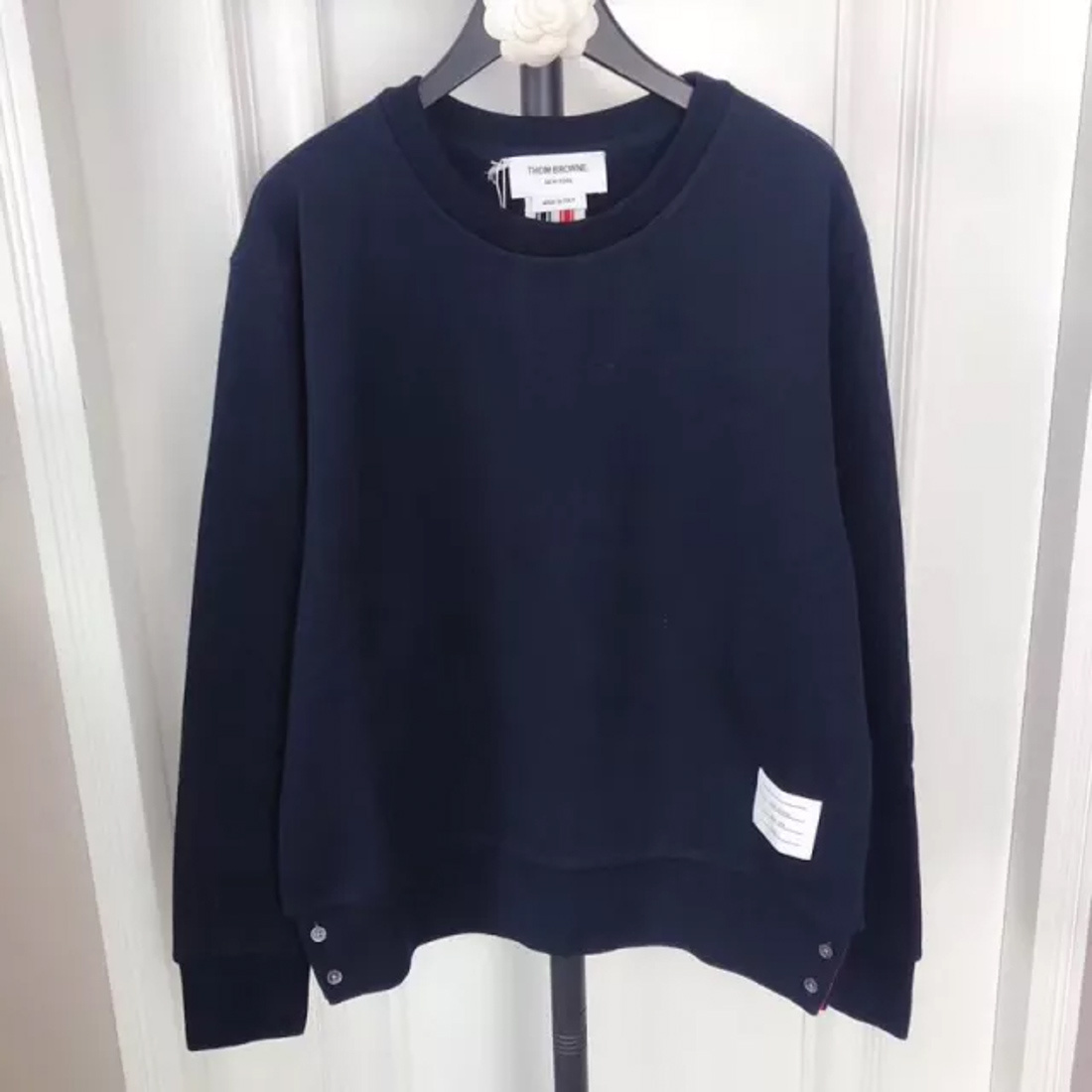 Shop Thom Browne Rear Rwb Stripe Sweatshirt In Black