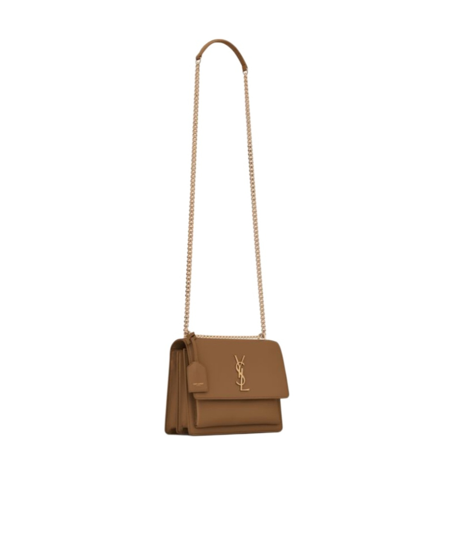 Saint Laurent Sunset Chained Medium Shoulder Bag In Brown