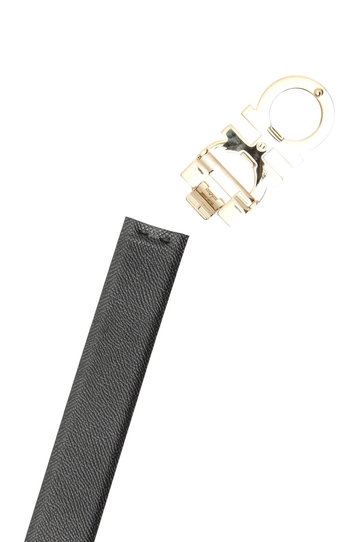 Ferragamo Neutral Gancini Leather Belt In Black