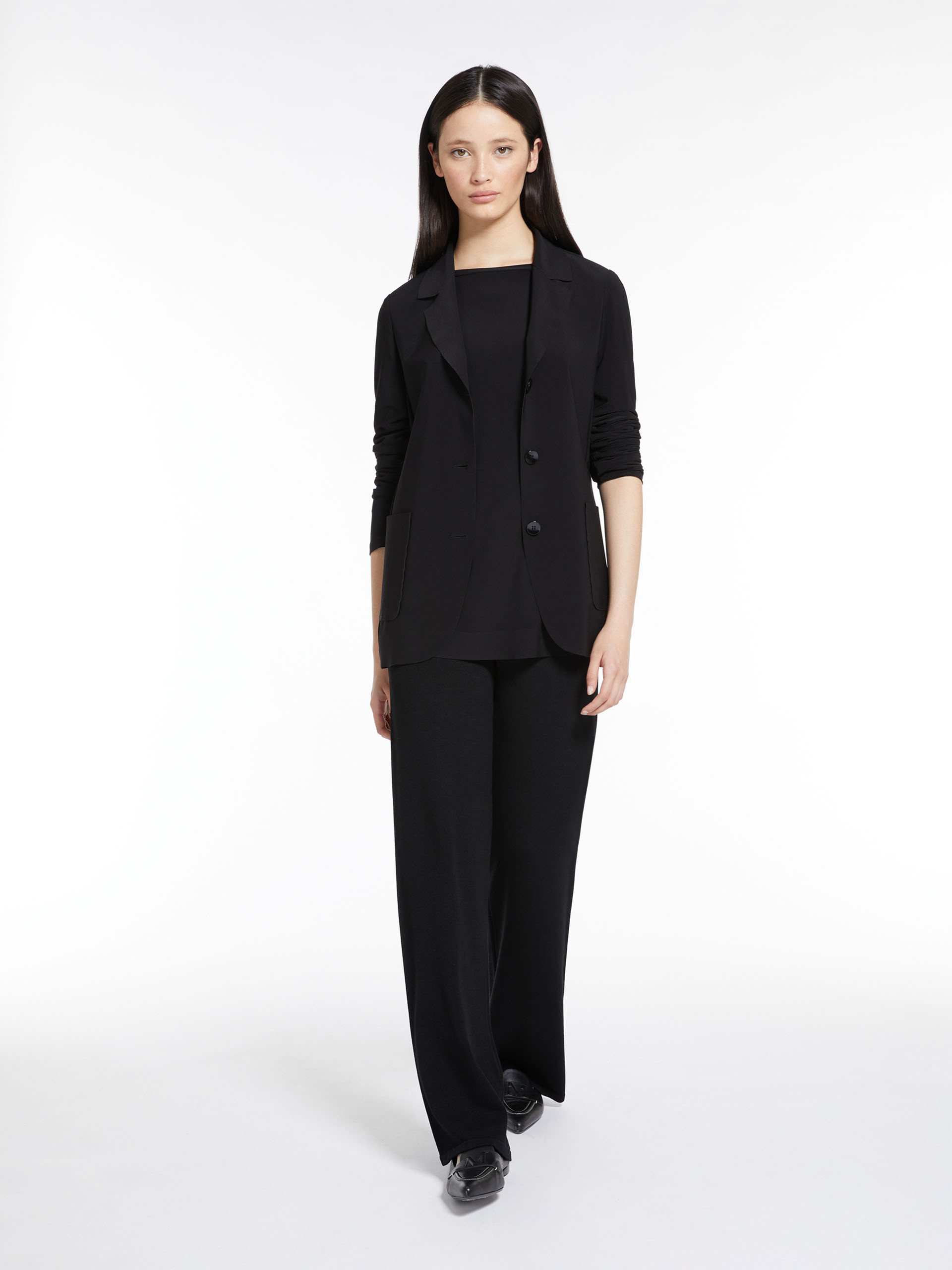 Max Mara Trumpet Stretch Plain Blouse In Black