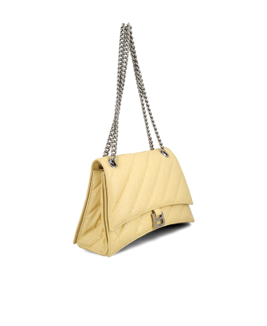 Balenciaga Crush Chain Quilted Medium Shoulder Bag In Yellow