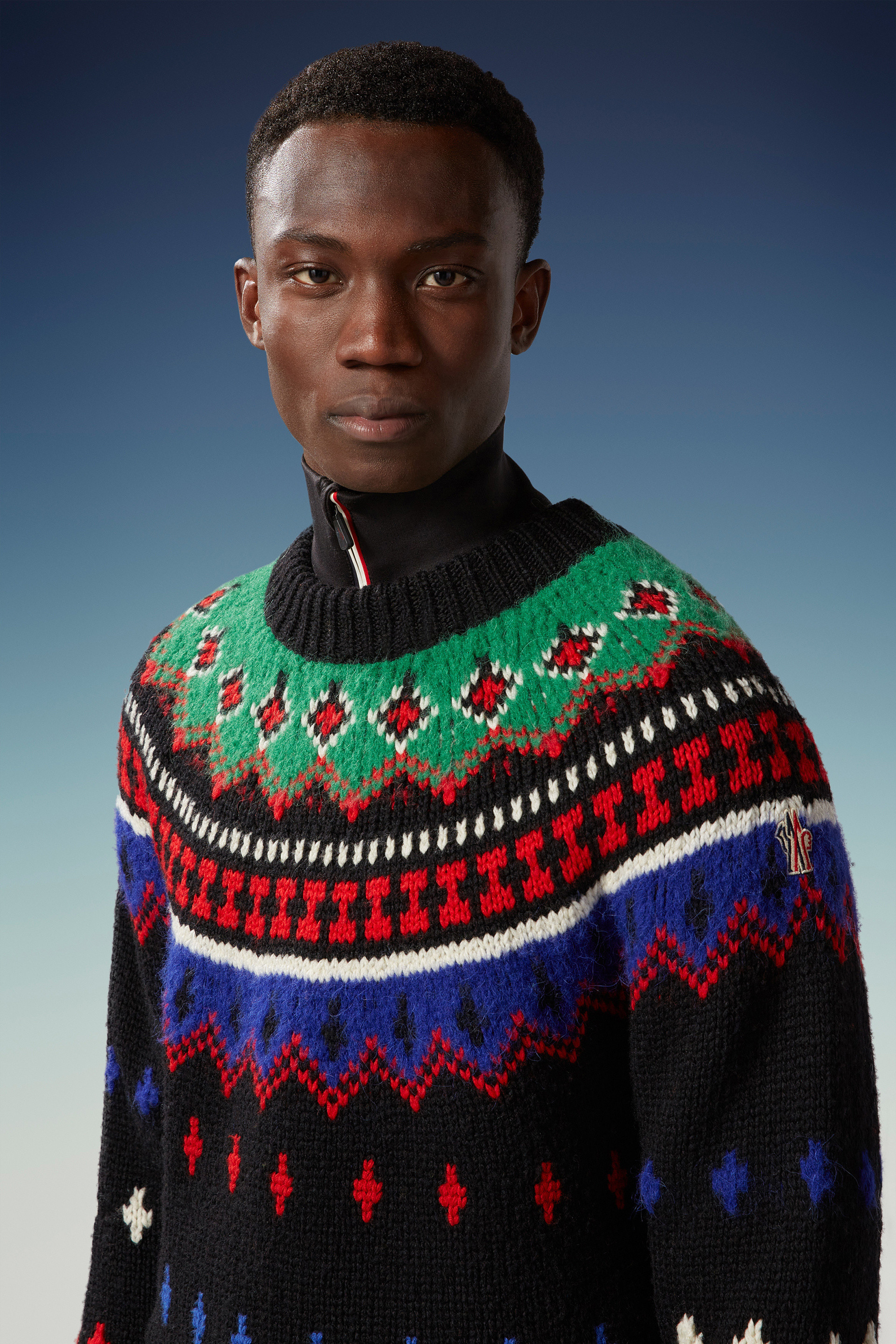 Shop Moncler Alpaca Wool Jacquard Jumper In Black
