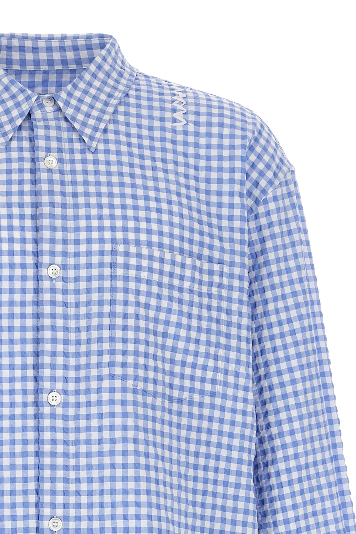 Marni Shirt Checkered Pattern Collar Button-down In Blue