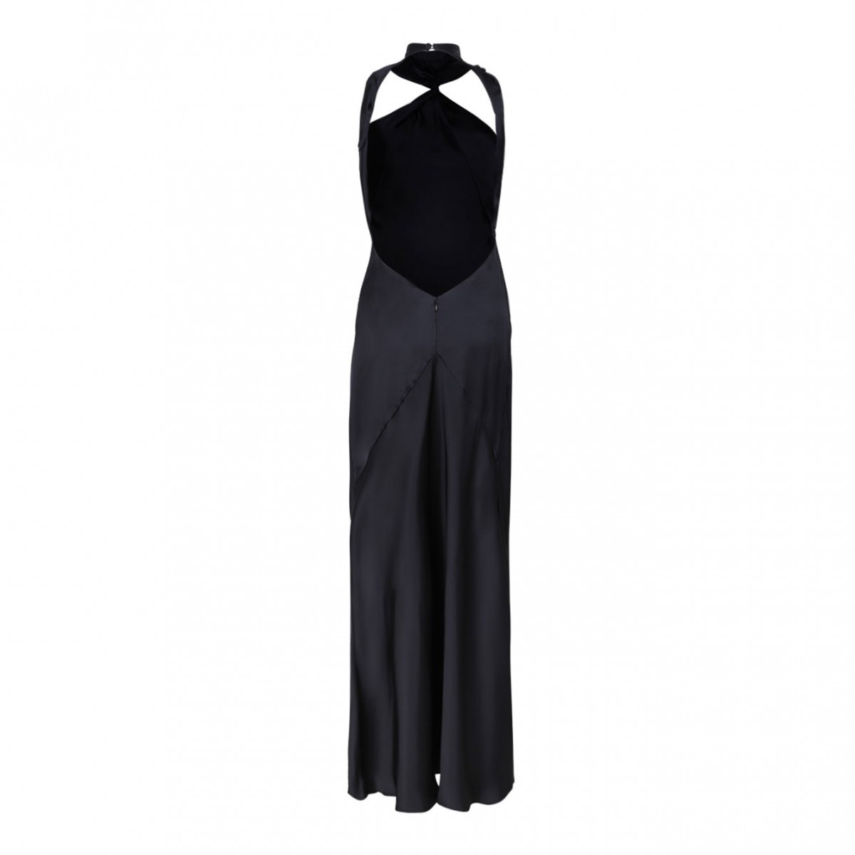 Attico High-neck Twisted Maxi Dress In Black