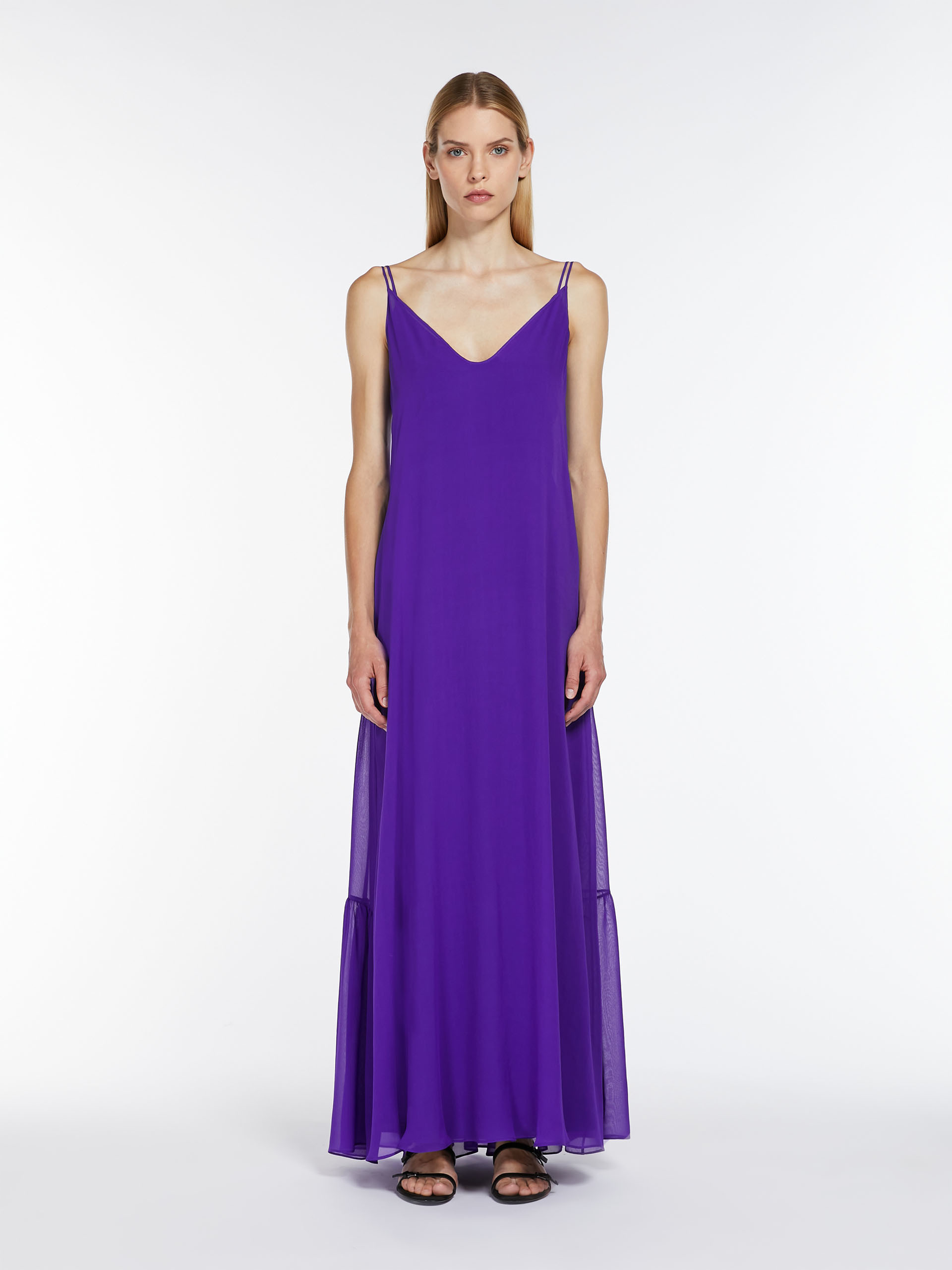 Max Mara Thin Shoulder Strap Dress In Purple