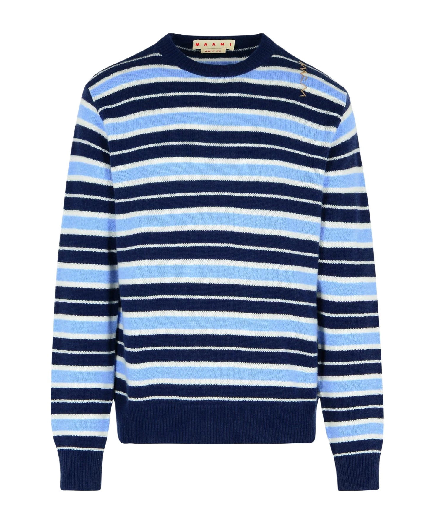 Marni Blue Virgin Wool Blend Sweatshirt Men In Blue